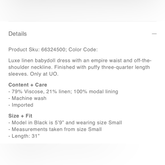 Urban Outfitters Caterina Linen Off-The-Shoulder Mini Dress Boho Babydoll Black - Picture 6 of 15